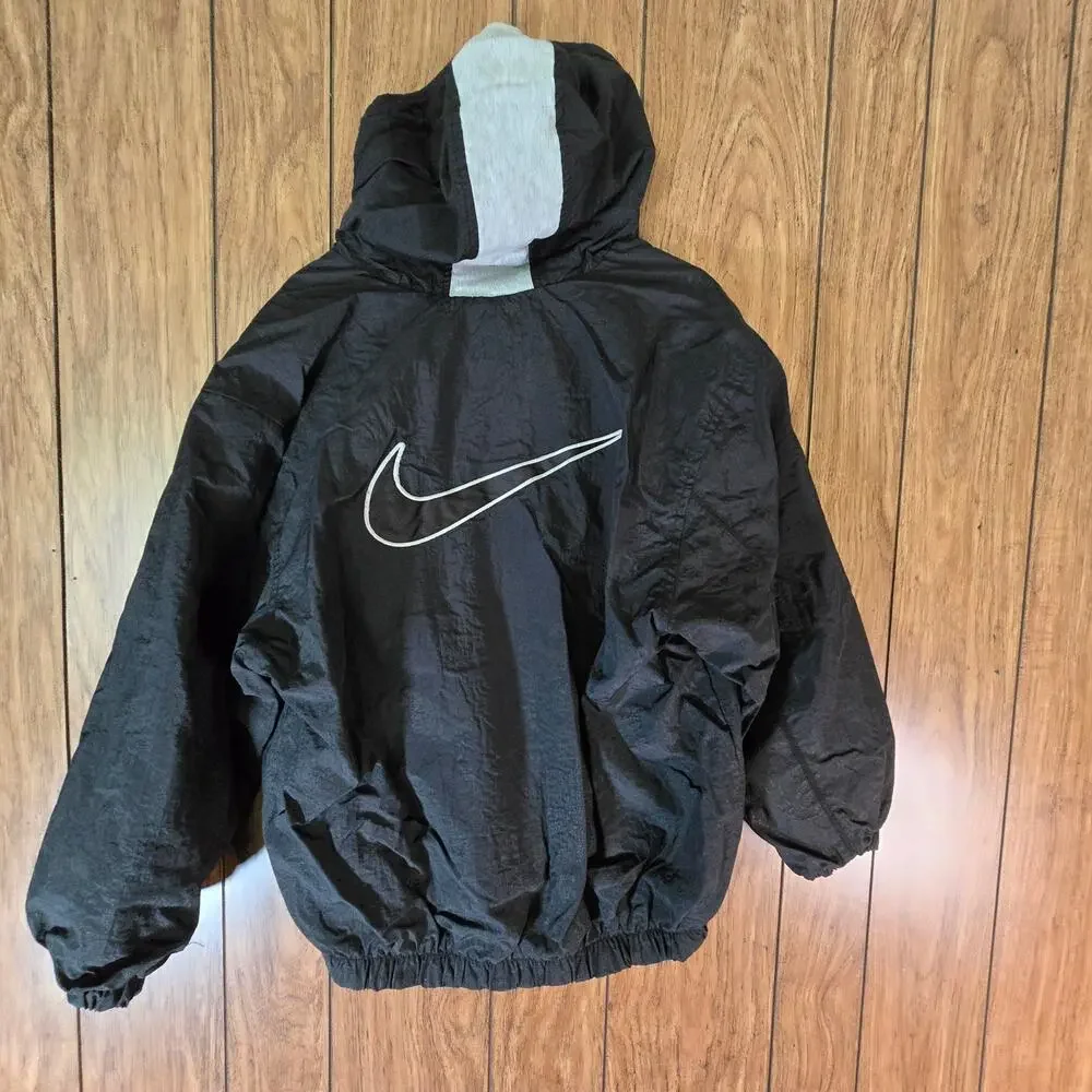 Vintage Nike Big Swoosh Hooded Jacket Size L 14/16